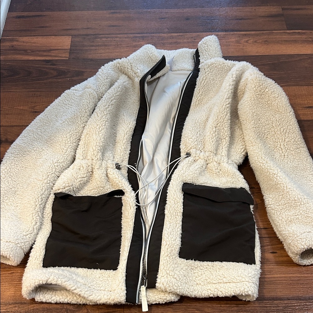 Cozy Cream and Black Sherpa Jacket